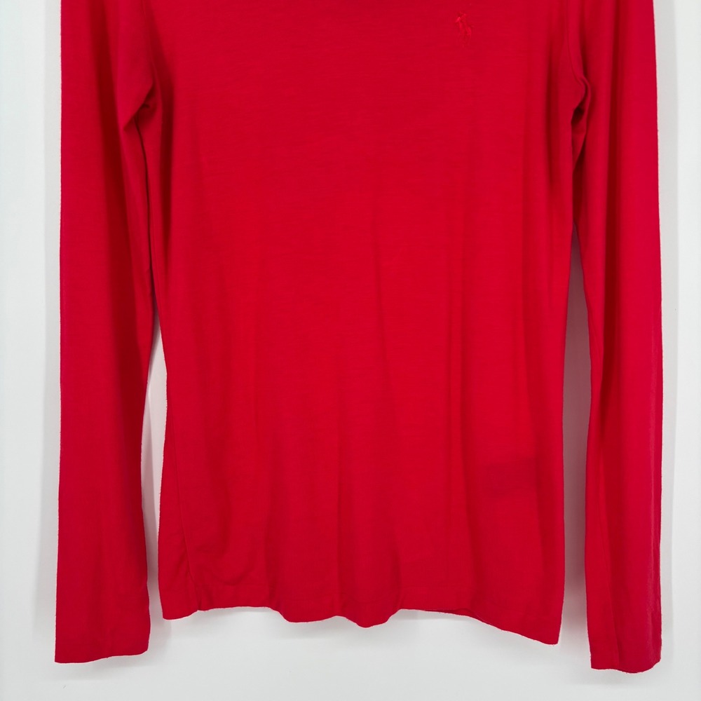 Ralph Lauren Sport Red Long Sleeve Scoop Neck T Shirt Sz L Fitted Y2K Retro - Picture 4 of 9